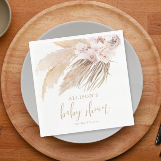 Pampasgras boho bohemian baby shower servetten