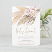 Pampasgras boho bohemian woestijn baby brunch kaart (Staand voorkant)