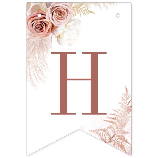 Pampasgras Boho Chic Terracotta Bruidsmeisje Showe Vlaggetjes (Tweede vlag)