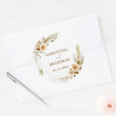 Pampasgras boho elegante tropische bruiloft ronde sticker (Envelop)