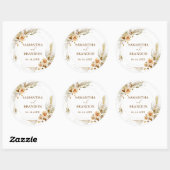 Pampasgras boho elegante tropische bruiloft ronde sticker (Vel)