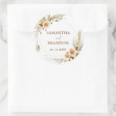 Pampasgras boho elegante tropische bruiloft ronde sticker (Tas)