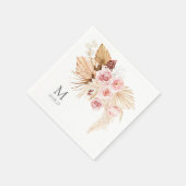 Pampasgras Boho Floral Monogram bruiloft Servet (Hoek)