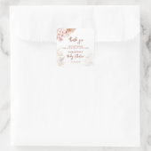 Pampasgras Boho Meisje Baby Shower Vierkante Sticker (Tas)