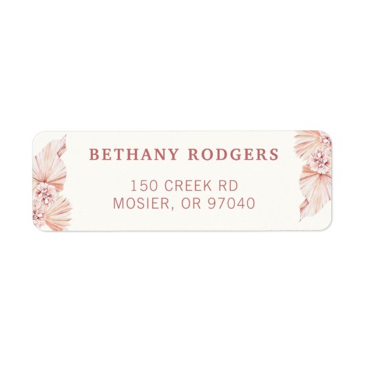 Pampasgras Boho Modern Envelop Retouradres Etiket (Voorkant)