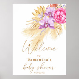Pampasgras Boho Roze Baby shower Welkom Poster
