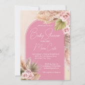 Pampasgras boho roze boog baby shower kaart (Voorkant)