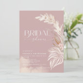 Pampasgras Boho Stof Roze Foto Bruidsdouche Kaart (Staand voorkant)