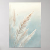 Pampasgras botanische kunstposter | Zachte blauwe Poster (Voorkant)
