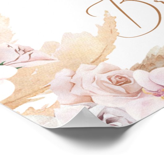 Pampasgras Bruiloft Feest Welkom bord Poster (Hoek)