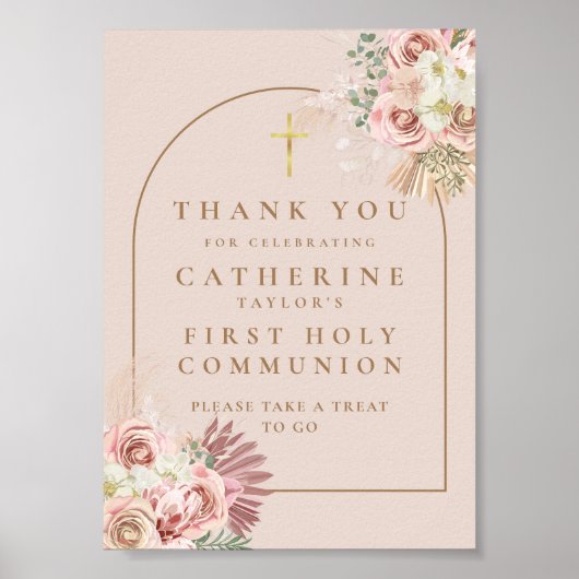 Pampasgras Eerste Communie Favor Teken Poster