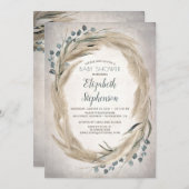 Pampasgras en groen Boho Baby shower Kaart (Voorkant / Achterkant)