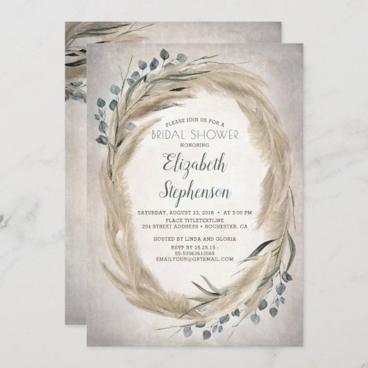 Pampasgras en groen Boho Vrijgezellenfeest Kaart (Voorkant / Achterkant)