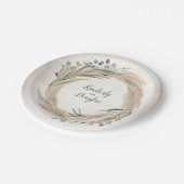 Pampasgras en groene krans bruiloft papieren bordje (Gekanteld)