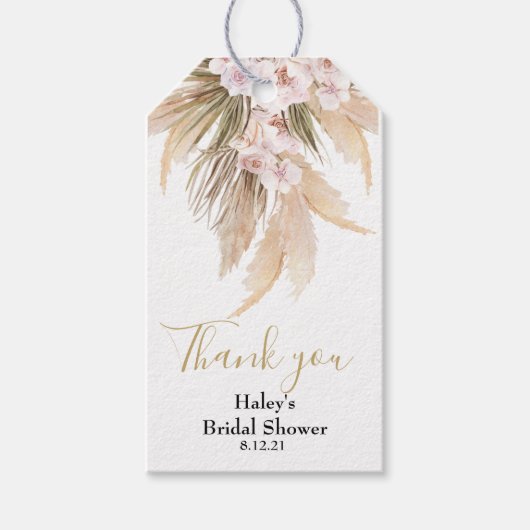 Pampasgras en Orchidee Chic Vrijgezellenfeest labe Cadeaulabel (Voorkant)