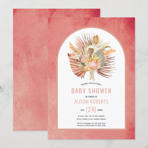 Pampasgras en palm roze meisje baby shower kaart