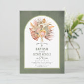 Pampasgras en palmgrayachtige groene baptisme kaart (Staand voorkant)