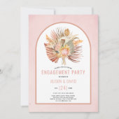 Pampasgras en palmzachte roze verlovingspartij kaart (Voorkant)