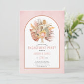 Pampasgras en palmzachte roze verlovingspartij kaart (Staand voorkant)