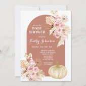 Pampasgras en pompoen Baby shower Kaart (Voorkant)