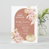 Pampasgras en pompoen Baby shower Kaart (Staand voorkant)