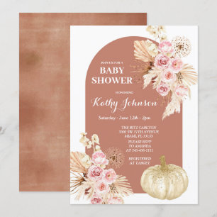 Pampasgras en pompoen Baby shower Kaart