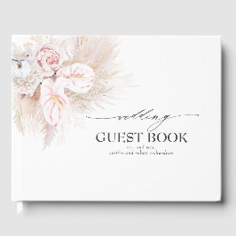 Pampasgras en roze anthuriums bruiloft gastenboek