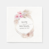 Pampasgras en Roze Orchideeën Bloemen Tropisch Servet (Voorkant)