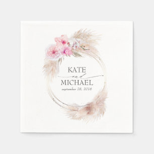 Pampasgras en Roze Orchideeën Bloemen Tropisch Servet