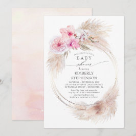Pampasgras en Roze Orchideeën Exotisch Baby shower Kaart