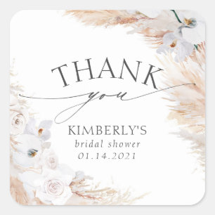 Pampasgras en witte orchidee Tropisch Vierkante Sticker