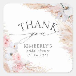 Pampasgras en witte orchidee Tropisch Vierkante Sticker