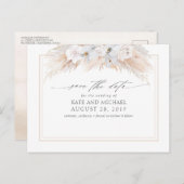 Pampasgras en witte orchideeën slaan de datum op briefkaart (Voorkant / Achterkant)