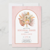 Pampasgras en zacht roze handpalm-diner kaart (Voorkant)