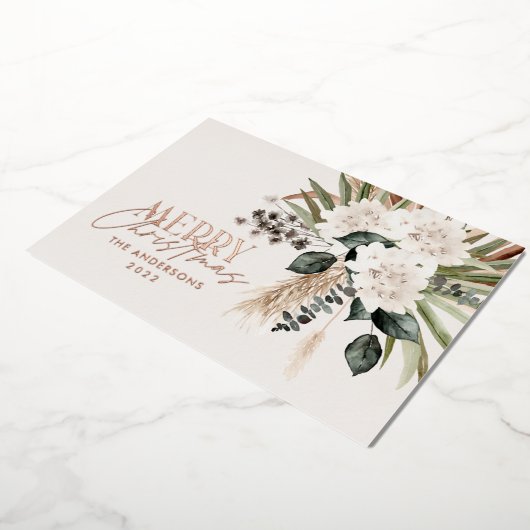 Pampasgras eucalyptus donkere moderne boho folie feestdagenkaart (Gedraaid)