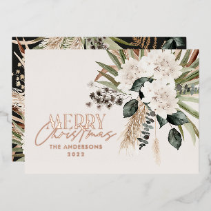 Pampasgras eucalyptus somber modern boho folie feestdagenkaart