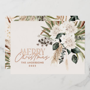 Pampasgras eucalyptus somber moderne boho folie ho feestdagenkaart