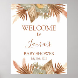 Pampasgras Gedroogde Palmen Baby Shower  Welkomstb Poster