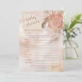 Pampasgras | Hydrangea Baby Shower Woordzoekopdrac Kaart (Staand voorkant)
