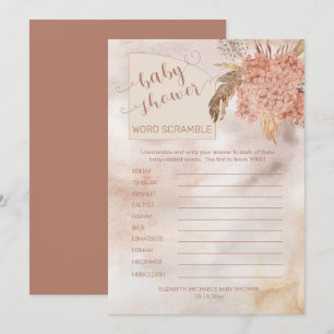 Pampasgras   Hydrangea Baby Shower Woordzoekopdrac Kaart