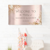 Pampasgras Luxe Roze Gouden Bruiloft Spandoek (Insitu)