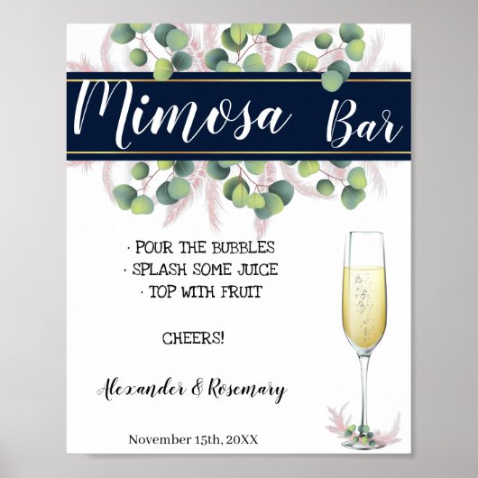 Pampasgras Mimosa Bar Bruidsdouche, Trouwen Poster (Voorkant)