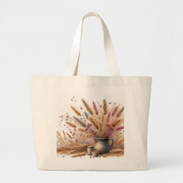 Pampasgras Modern Boho Bloem voor Herfst & Val  Grote Tote Bag