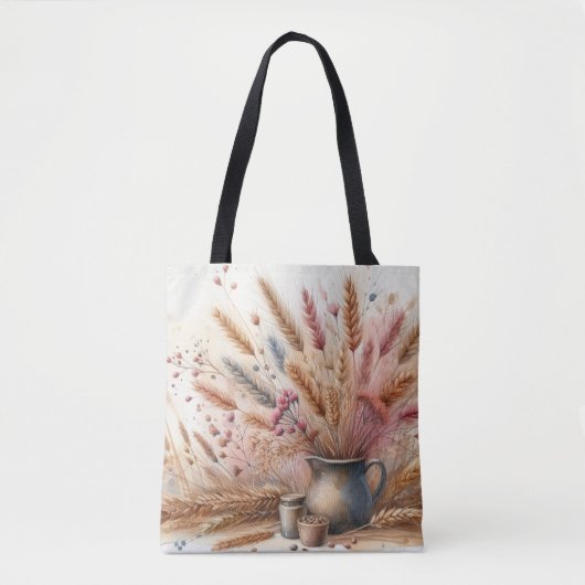 Pampasgras Modern Boho Bloem voor Herfst & Val Tote Bag (Voorkant)