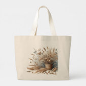Pampasgras Modern Boho Bloemen voor Herfst & Val  Grote Tote Bag (Achterkant)