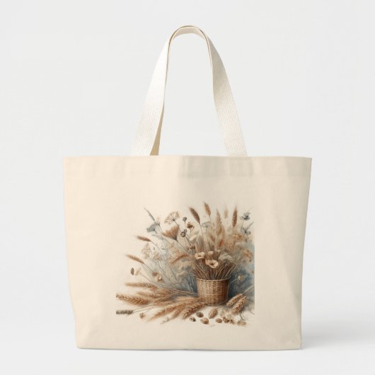Pampasgras Modern Boho Bloemen voor Herfst & Val  Grote Tote Bag (Voorkant)