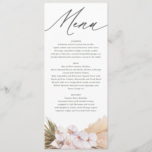 Pampasgras modern botanisch schrift menu (Voorkant)