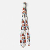 Pampasgras Navy Blauwe Terracotta Bloem Elegant Stropdas (Voorkant)