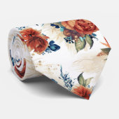 Pampasgras Navy Blauwe Terracotta Bloem Elegant Stropdas (Opgerold)
