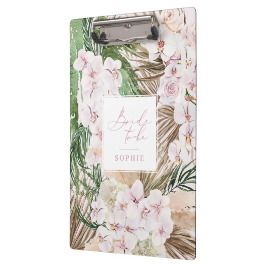 Pampasgras, orchidee, tropisch gebladerte bruid te klembord (Links)